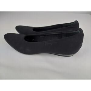 Salvatore Ferragamo Black Nylon Fabric Pointed Toe Low Women's Wedge 7 2A